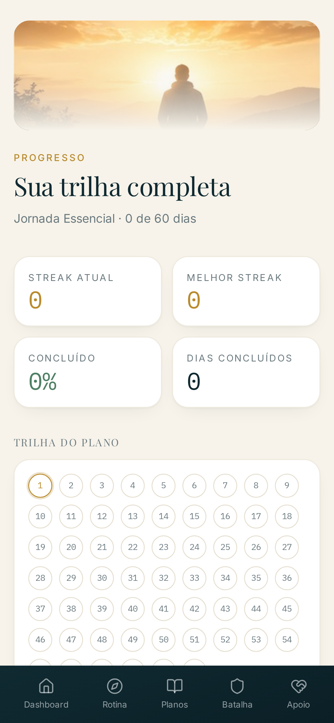 Tela Progresso do app no celular
