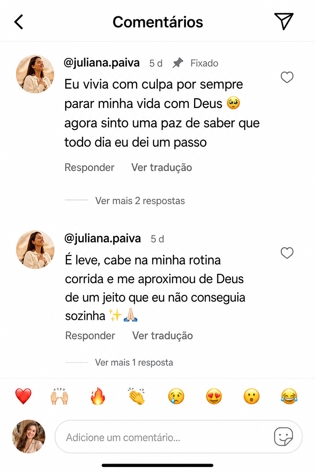 Depoimento de juliana.paiva sobre constância na vida com Deus